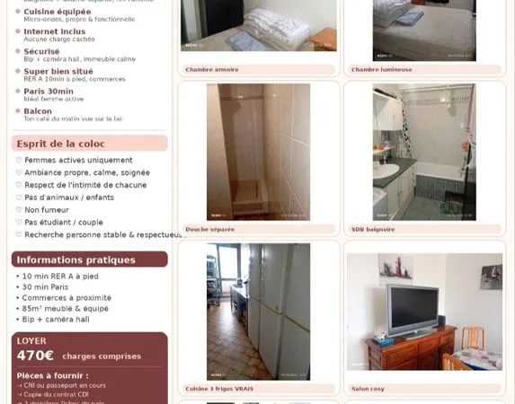 Chambre à louer 'tout est sur la photo '