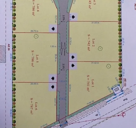 Vends terrain 741m²