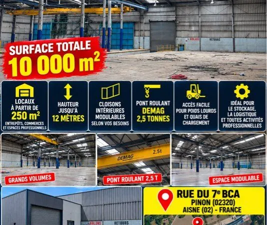 Vendre - entrepôt industriel et locaux professionnels à pinon (aisne 02