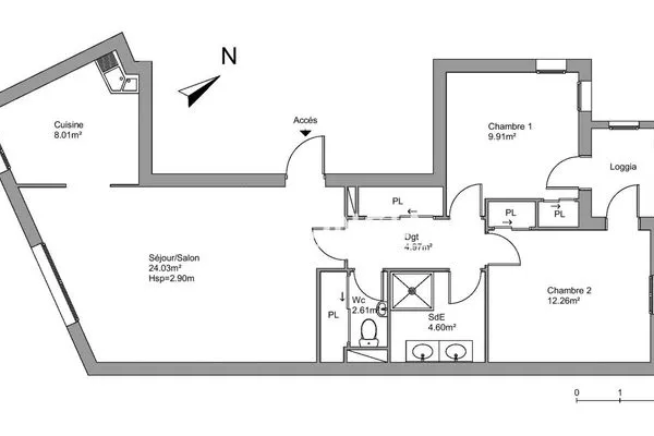 Appartement 3 pièces 66 m²