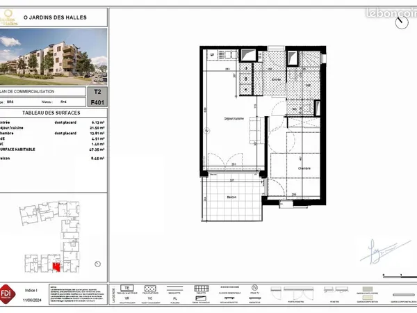 Ô Jardin des Halles BRS Appartement 2 Pièces 47m2