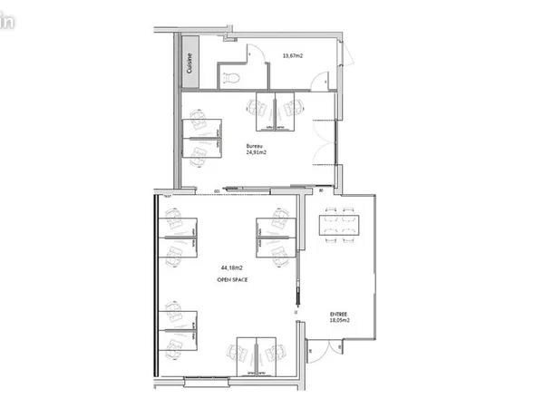 A louer charges comprises, bureaux 100m2 avec grand parking