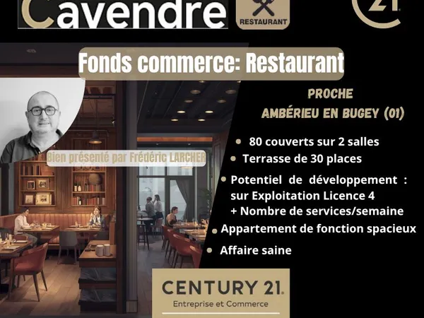 Fonds de commerce, restaurant 1 m² AMBERIEU EN BUGEY