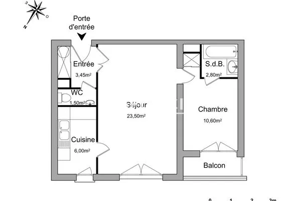 Appartement 2 pièces 48 m²