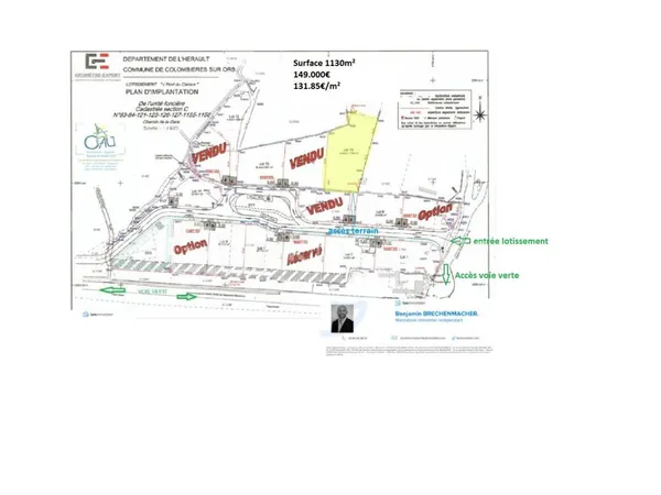 Terrain en individuel 1130 m²