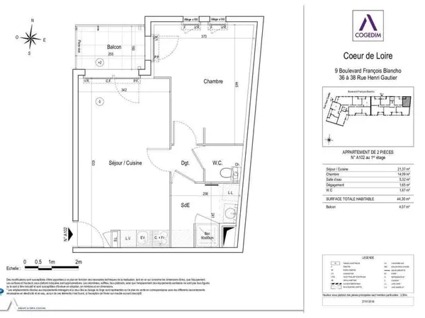 Appartement 2 pièces 44 m²