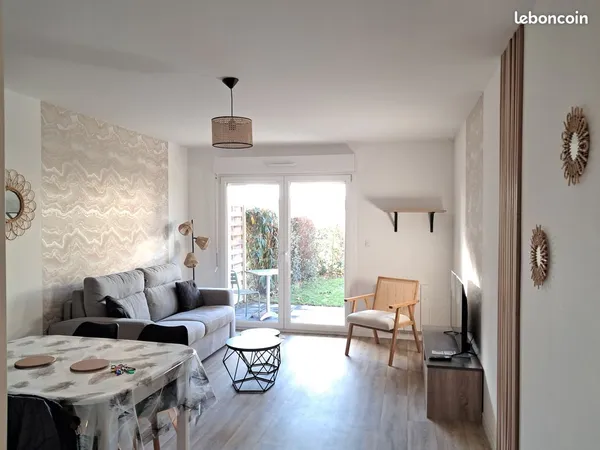 T2 49m² meuble rez jardin