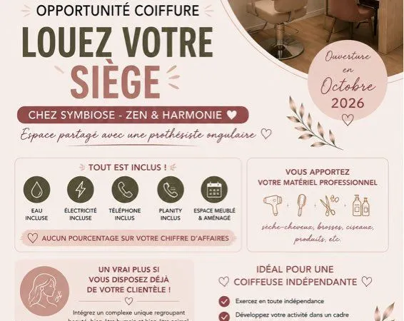 Location siège pour Coiffeur dans complexe