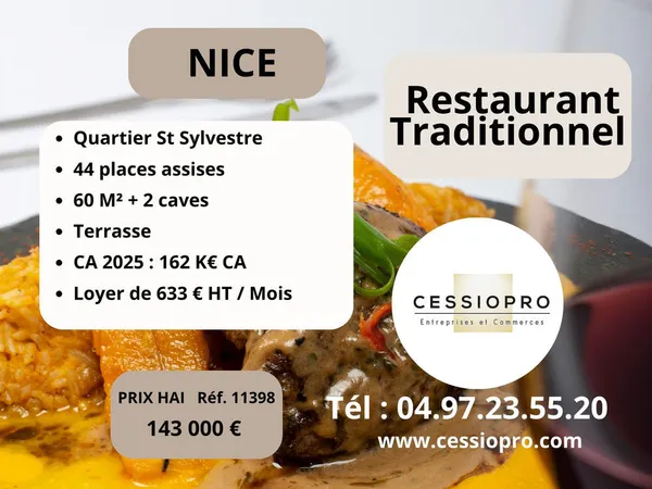 Charmant restaurant traditionnel Quartier Saint-Sylvestre, Nice