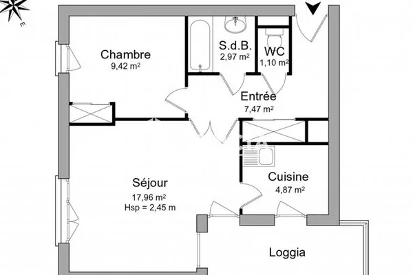 Appartement 2 pièces 44 m²