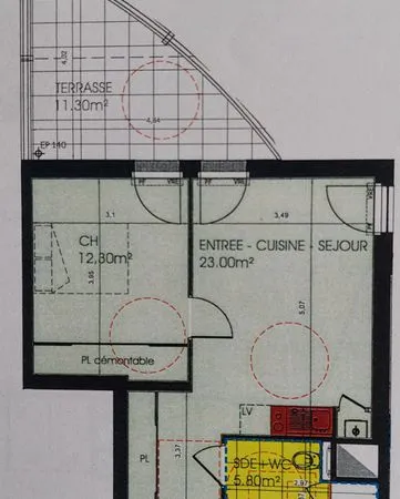 Location appartement 2 pièces Etage 1