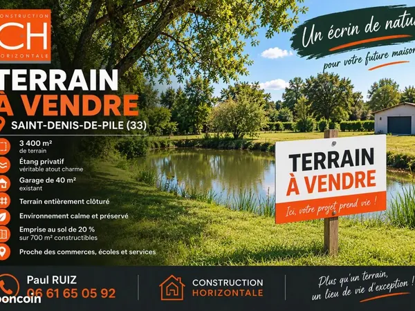 Terrain 3 400 m² Saint Denis De Pile