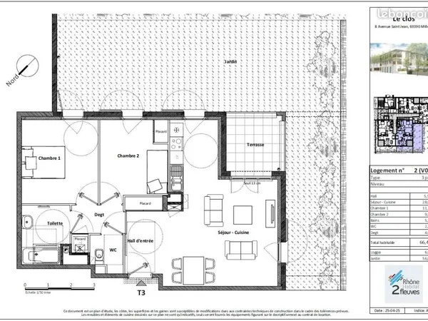 Appartement 3 pièces 66 m²