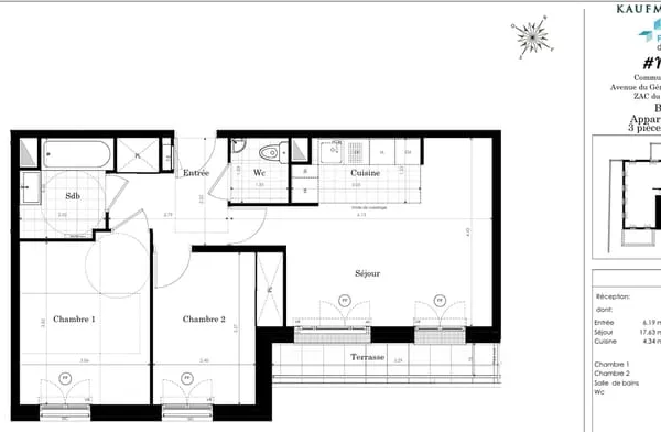 Appartement 3 pièces 56 m²