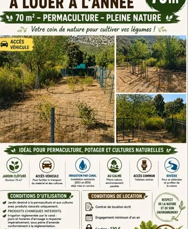 Location jardin 70m2
