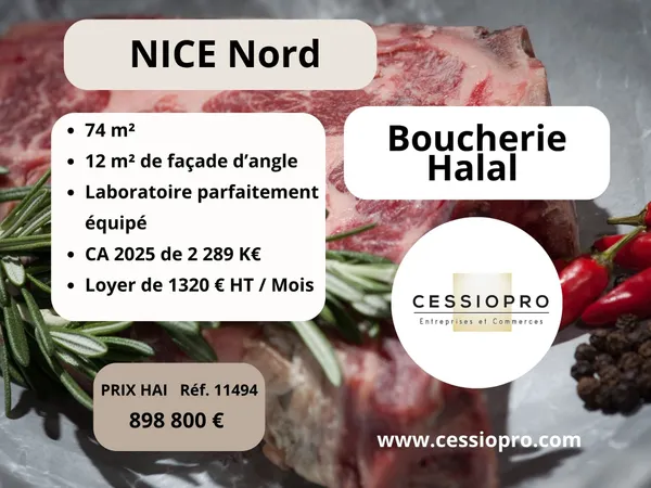 Boucherie Halal d'Angle 2 Million € de CA Nice Nord