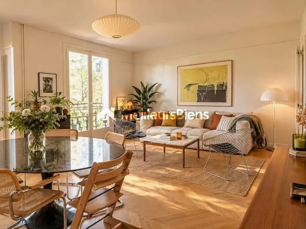 Paris-Buttes-Chaumont : Très bel appartement 68 m2 rénové par architecte, balcon et vue sur le parc