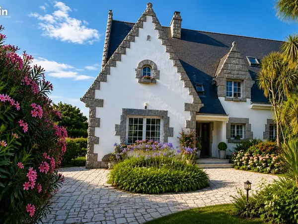 Villa de caractère bretonne 253m² + appartement indépendant - Sarzeau/Logeo, vue Golfe