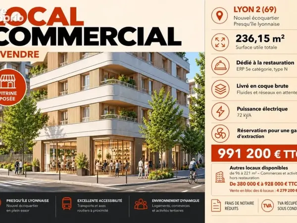 Local commercial pour restauration à Lyon 2
