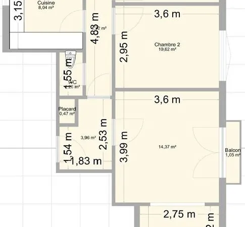 Appartement 3 pièces 62 m²