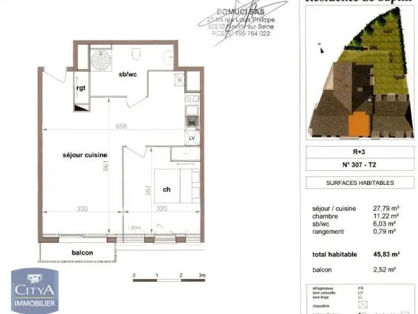Appartement 2 pièces 46 m²