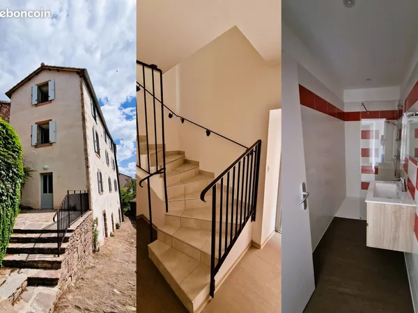 Location T3 rénové à neuf, 2 chambres, centre du village