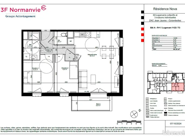 Appartement 3 pièces 73 m²