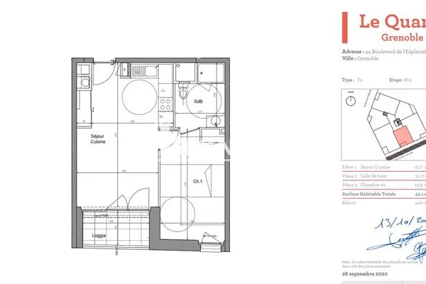 Appartement 2 pièces 41 m²