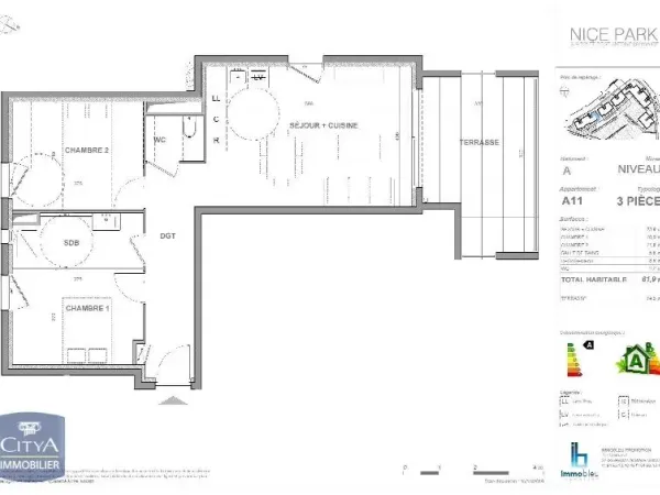 Appartement 3 pièces 62 m²