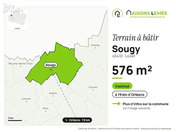 Terrain à bâtir 576 m² viabilisé à Sougy