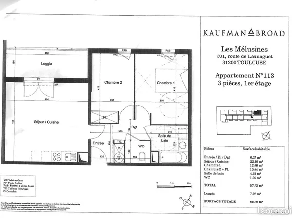 Appartement 3 pièces 66 m²