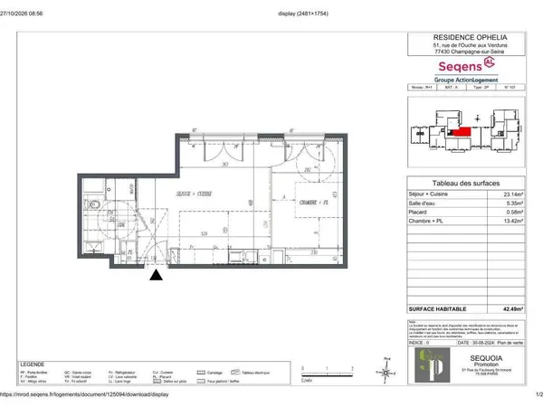 Appartement 2 pièces 42 m²