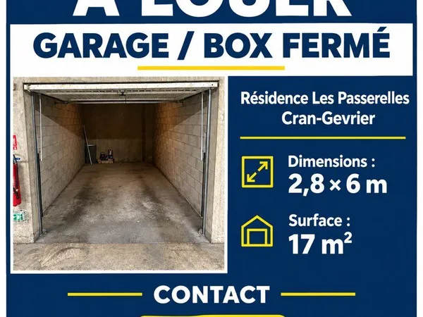 Garage, box fermé résidence les Passerelles Cran Gevrier