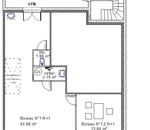 Bureaux de 65 m2 a louer a saubrigues