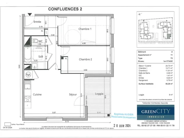 Appartement 3 pièces 65 m²