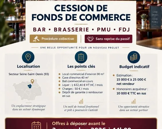 Bar, brasserie, fdj, pmu 90 m² DRANCY