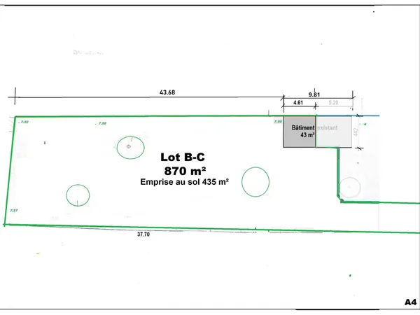 Terrain en individuel 298 m²