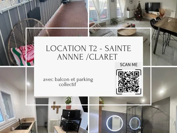 📌 Location T2 - 45 m² + cave + loggia - Vue Faron - Toulon Sainte-Anne