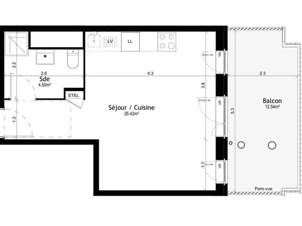 Appartement 1 pièce 29 m²