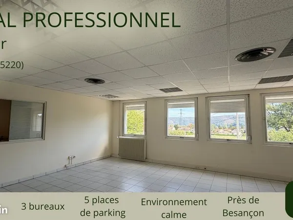 Local professionnel / bureaux 120m² - 3 bureaux - 5 parkings - 800 HT - Thise
