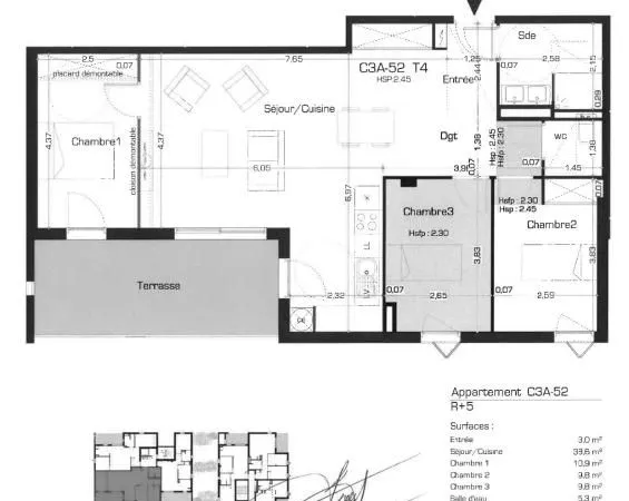 Appartement 4 pièces 82 m²