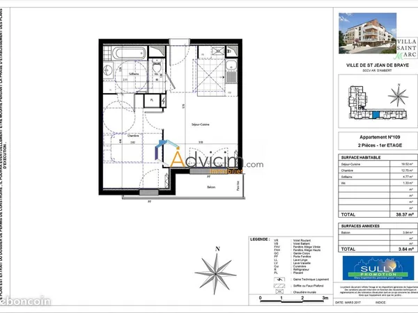 Appartement 2 pièces 38 m²