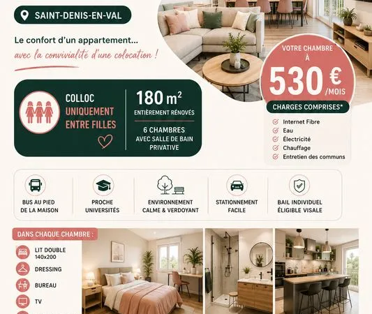 🏡 nouvelle colocation premium avec sdb privative - orléans sud