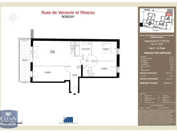 Appartement 4 pièces 80 m²