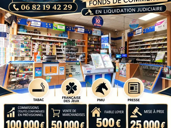 Vente FDC tabacs FDJ PMU faible loyer sur Arras