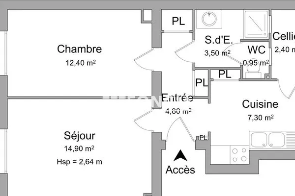 Appartement 2 pièces 46 m²