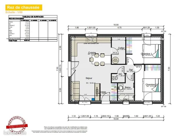 Projet de construction d'une maison 61 m² avec terrain à BELIGNEUX (01)