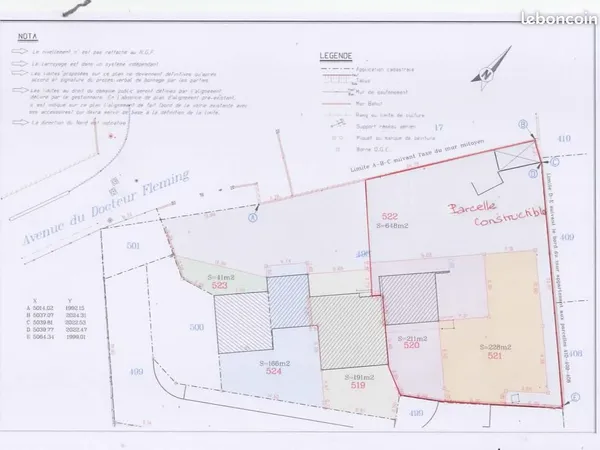 Terrain constructible 337 m² Zone Uca proche CHU