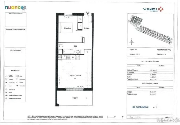Appartement 2 pièces 43 m²