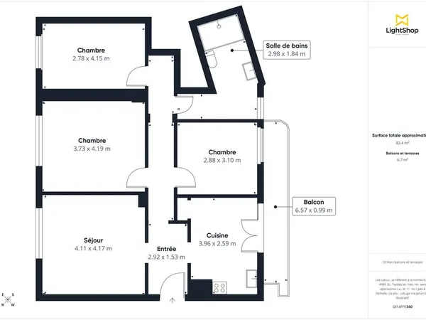 Appartement 4 pièces 84 m²